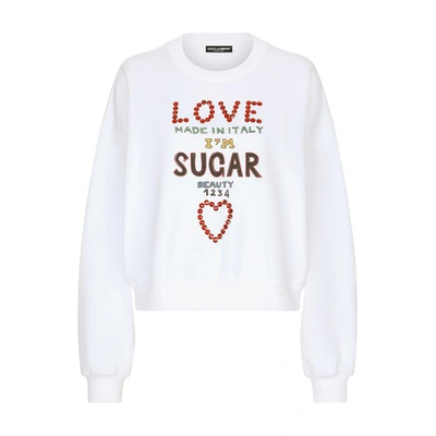 Shop Dolce & Gabbana Jersey Sweatshirt With  Lettering In Love_sugar_f_bco_ott