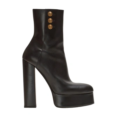Shop Balmain Brown Leather Boots In Black