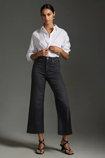 Shop Paige Anessa High-rise Wide-leg Crop Jeans In Black
