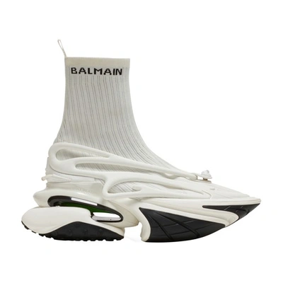 Shop Balmain Unicorn Mesh And Leather Sneakers In White