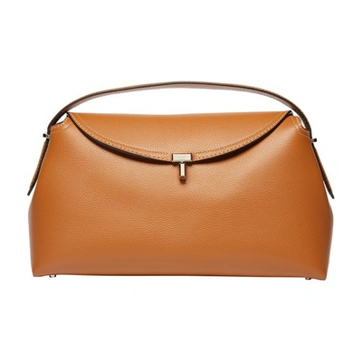 Shop Totême T-lock Leather Shoulder Bag In Tan