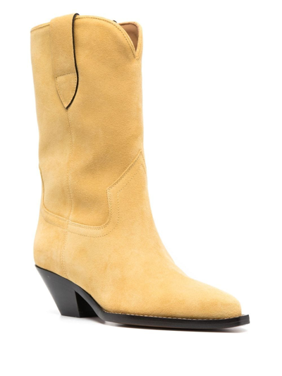 Shop Isabel Marant Suede Western Boots In Yellow
