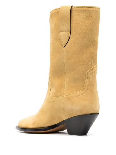 Shop Isabel Marant Suede Western Boots In Yellow