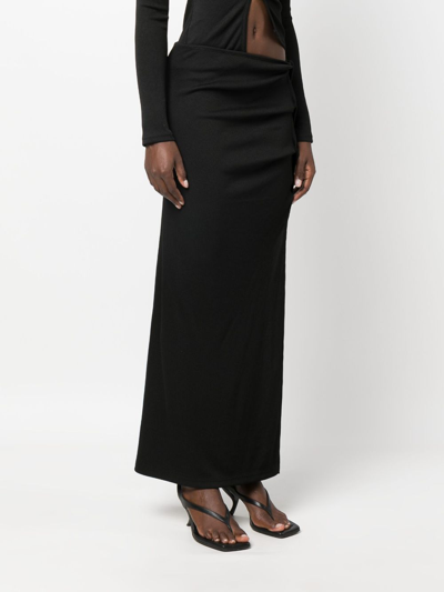 Shop Christopher Esber Twist-detail Ribbed Skirt In Black
