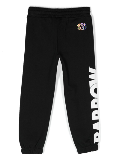 Shop Barrow Smiley-face Cotton Track Pants In Black