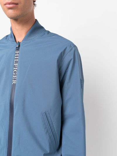 Shop Tommy Hilfiger Logo-print Bomber Jacket In Blue