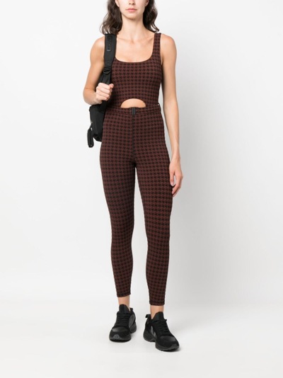 Shop The Upside Farrah Houndstooth-pattern Jumpsuit In Brown