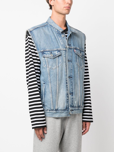 Shop Levi's Relaxed Trucker Denim Vest In Blue