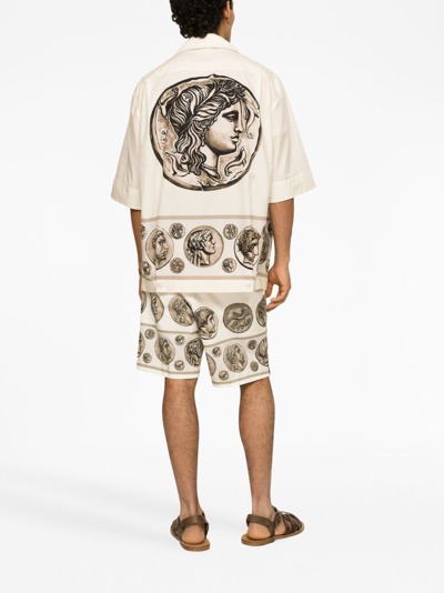Shop Dolce & Gabbana Coin-print Tailored Shorts In Neutrals
