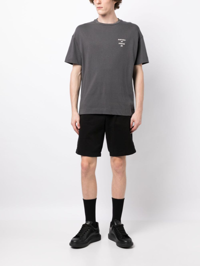 Shop Emporio Armani Straight-leg Cotton Shorts In Black