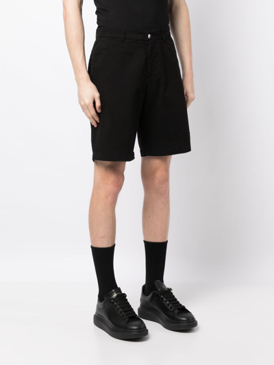 Shop Emporio Armani Straight-leg Cotton Shorts In Black