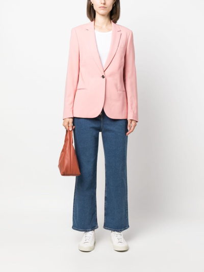 Shop Ps By Paul Smith Single-breasted Wool Blazer In Pink