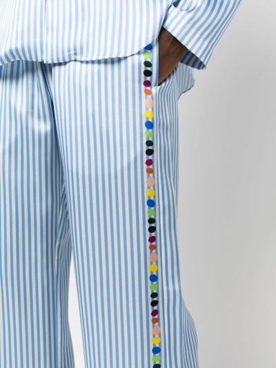 Shop Mira Mikati X Javier Calleja Striped Satin Trousers In Blue