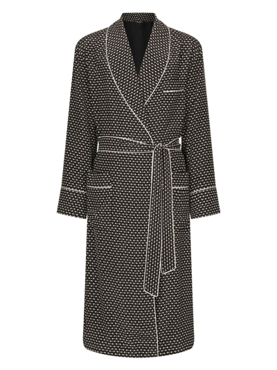 Dolce & Gabbana Logo-print Silk Robe In Black