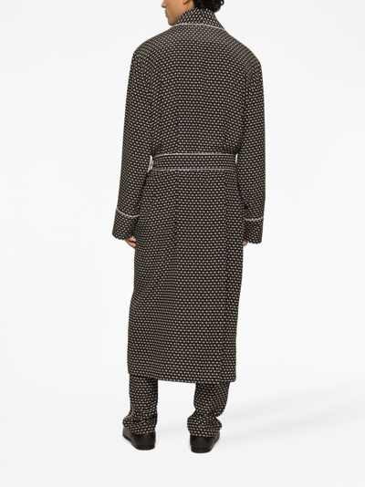 Dolce & Gabbana Logo-print Silk Robe In Black