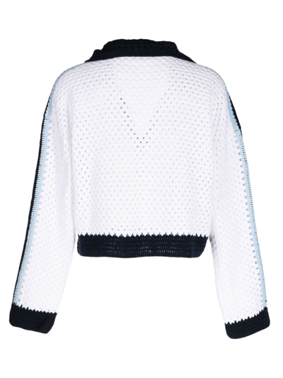 Shop The Upside Rematch Yvette Open-knit Sweatshirt In White