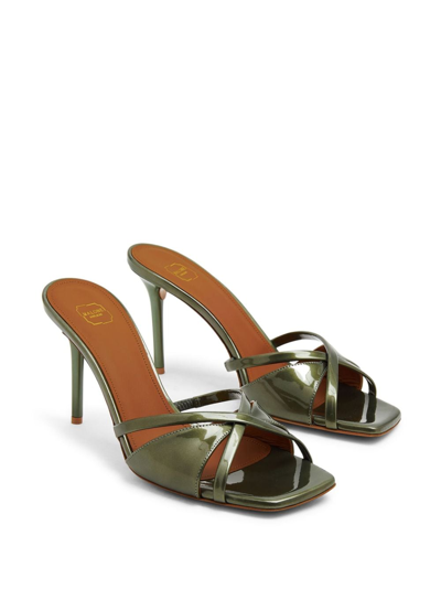 Shop Malone Souliers Penn Cut-out Patent Mules In Green