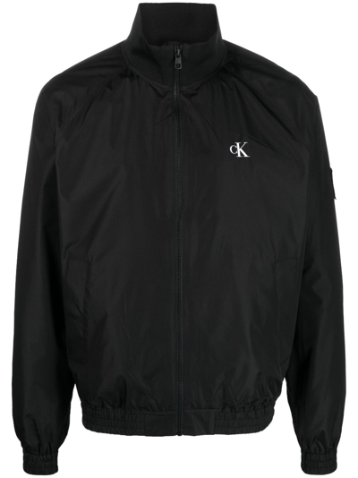 Shop Calvin Klein Jeans Est.1978 Logo-print Bomber Jacket In Black