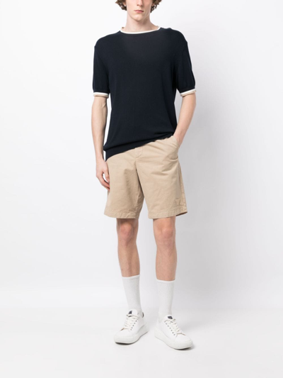 Emporio Armani Straight-leg Cotton Shorts In Brown
