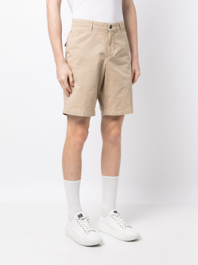 Emporio Armani Straight-leg Cotton Shorts In Brown