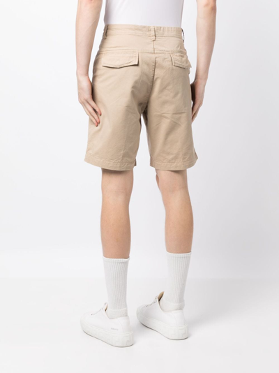 Emporio Armani Straight-leg Cotton Shorts In Brown