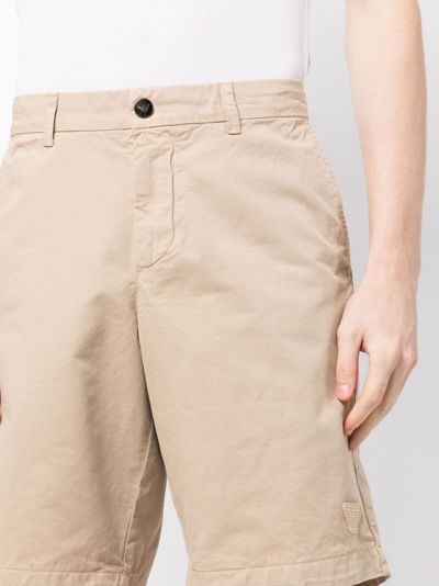 Emporio Armani Straight-leg Cotton Shorts In Brown