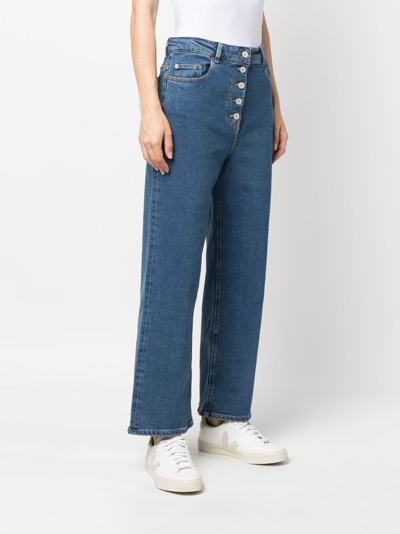 Ps By Paul Smith Cropped Wide-leg Jeans In Blue