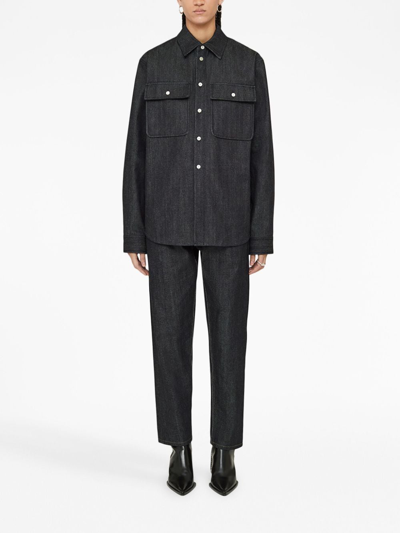 Shop Jil Sander Spread-collar Denim Shirt In Grey