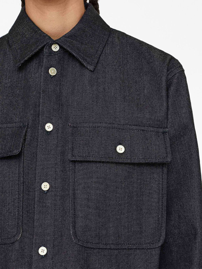 Shop Jil Sander Spread-collar Denim Shirt In Grey