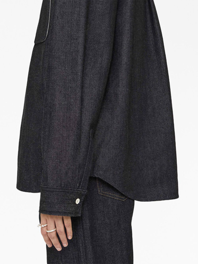 Jil Sander Spread-collar Denim Shirt In Grey
