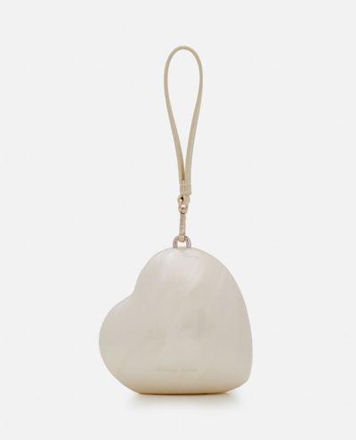 Shop Simone Rocha Micro Heart Bag W/ Pearl Crossbody In White