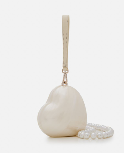 Shop Simone Rocha Micro Heart Bag W/ Pearl Crossbody In White