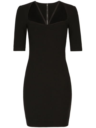 Shop Dolce & Gabbana Black Cut-out Mini Pencil Dress