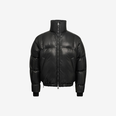 Shop Alexander Mcqueen Leather Puffer Jacket In Black