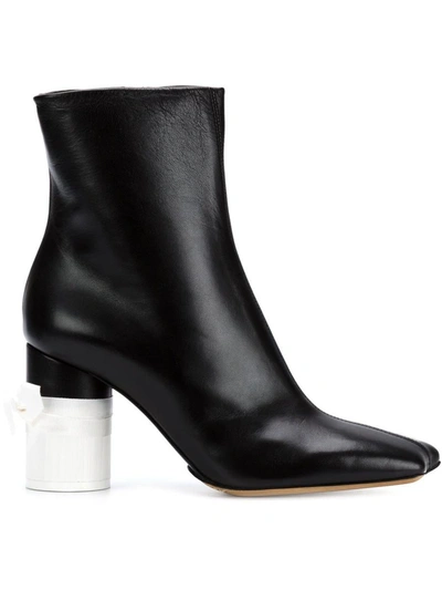 Shop Maison Margiela Leather Boot Black/white In Black White