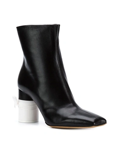 Shop Maison Margiela Leather Boot Black/white In Black White
