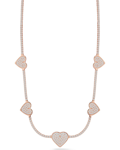 Shop Sphera Milano 14k Rose Gold Over Silver Pave Heart Tennis Choker Necklace