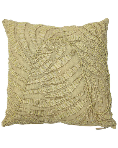 Shop Global Views Beaded Palm Leaf Pillow In Green