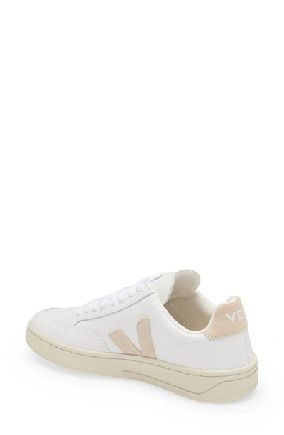 Veja Woman's V12 White And Beige Vegan Leather  Sneakers In Extra-white Sable