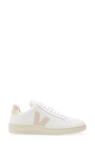 Veja Woman's V12 White And Beige Vegan Leather  Sneakers In Extra-white Sable