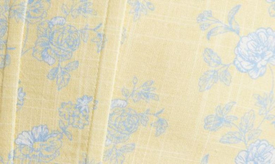 Yellow The Label Andie Linen Crop Tank In Butter Toile