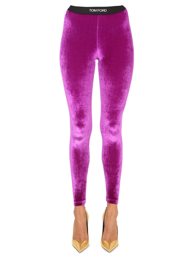 Shop Tom Ford Leggings With Logo In Purple