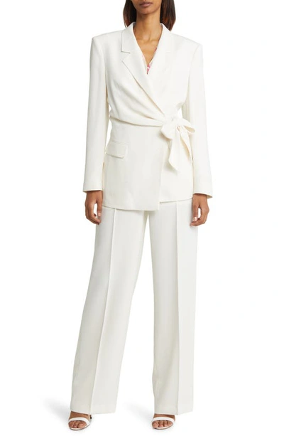 Shop Hugo Boss Jawana Tie Waist Blazer In Soft Cream