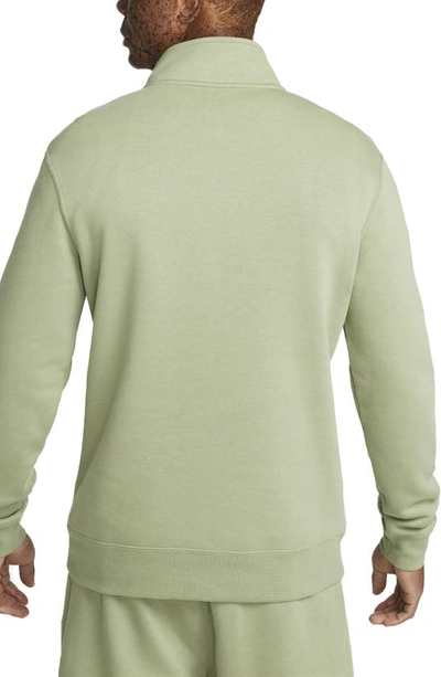 Shop Nike Sportswear Club Half-zip Pullover In Oil Green/ Oil Green/ White