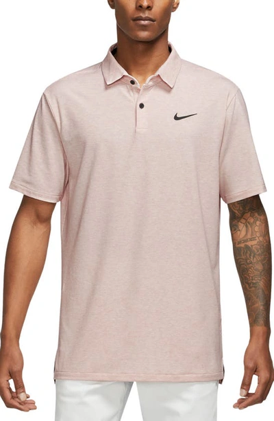 Shop Nike Dri-fit Heathered Golf Polo In Pink Oxford/ Black