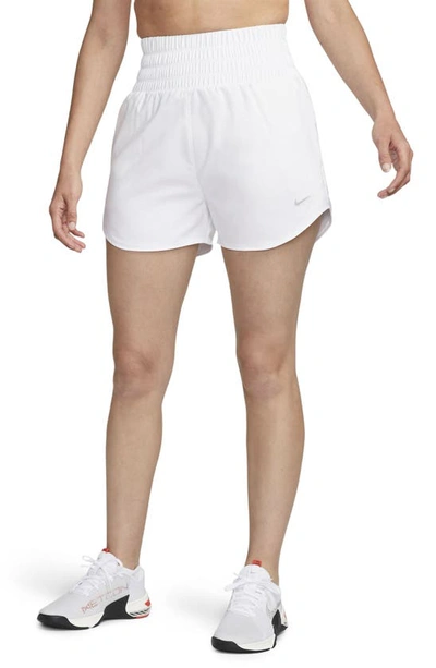 Shop Nike Dri-fit Ultrahigh Waist 3-inch Brief Lined Shorts In White