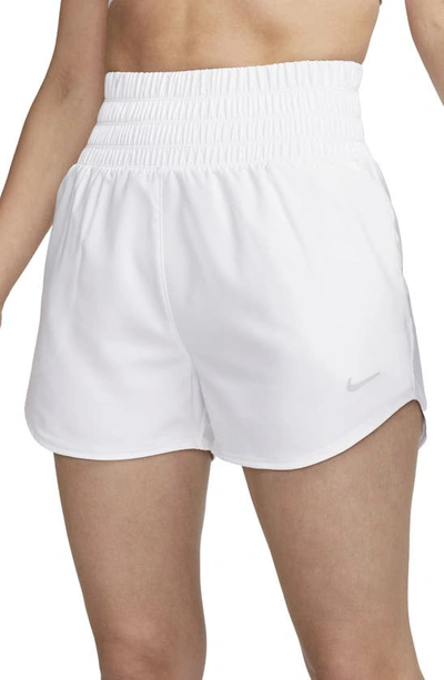 Shop Nike Dri-fit Ultrahigh Waist 3-inch Brief Lined Shorts In White