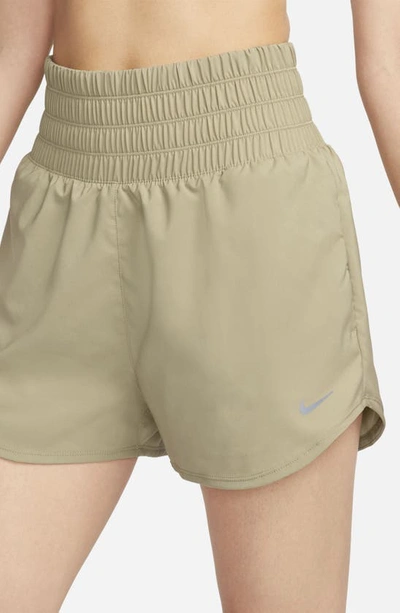 Shop Nike Dri-fit Ultrahigh Waist 3-inch Brief Lined Shorts In Neutral Olive