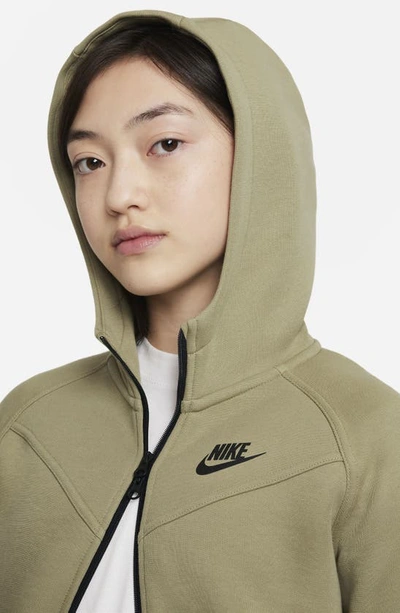 Shop Nike Kids' Tech Fleece Full Zip Hoodie In Neutral Olive/ Black