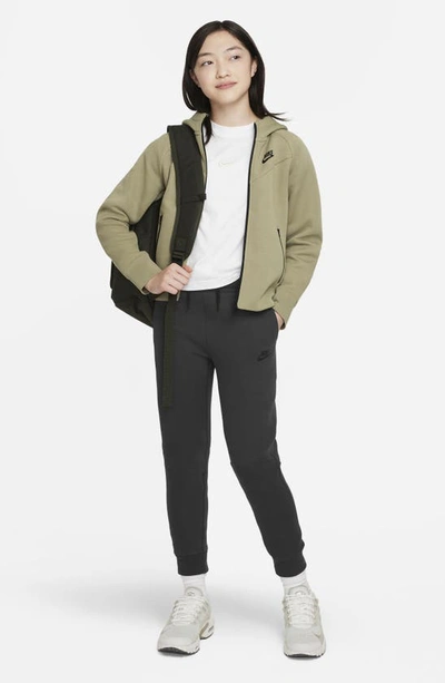 Shop Nike Kids' Tech Fleece Full Zip Hoodie In Neutral Olive/ Black
